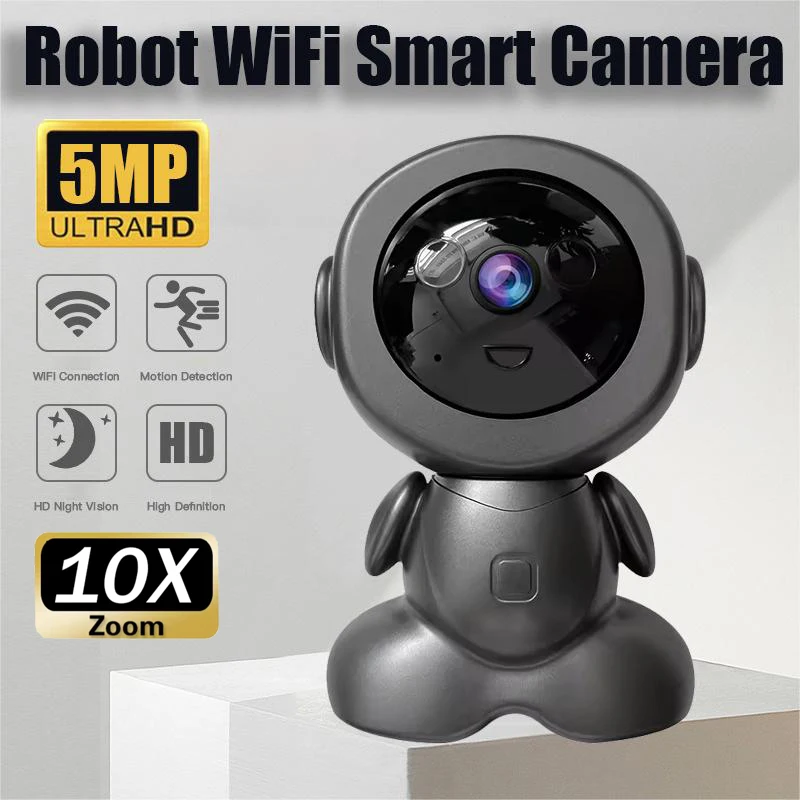 5MP Wireless WiFi Indoor Surveillance Camera Night Vision PTZ Two-way Voice Security Protection Smart Home Webcam Robot Camera