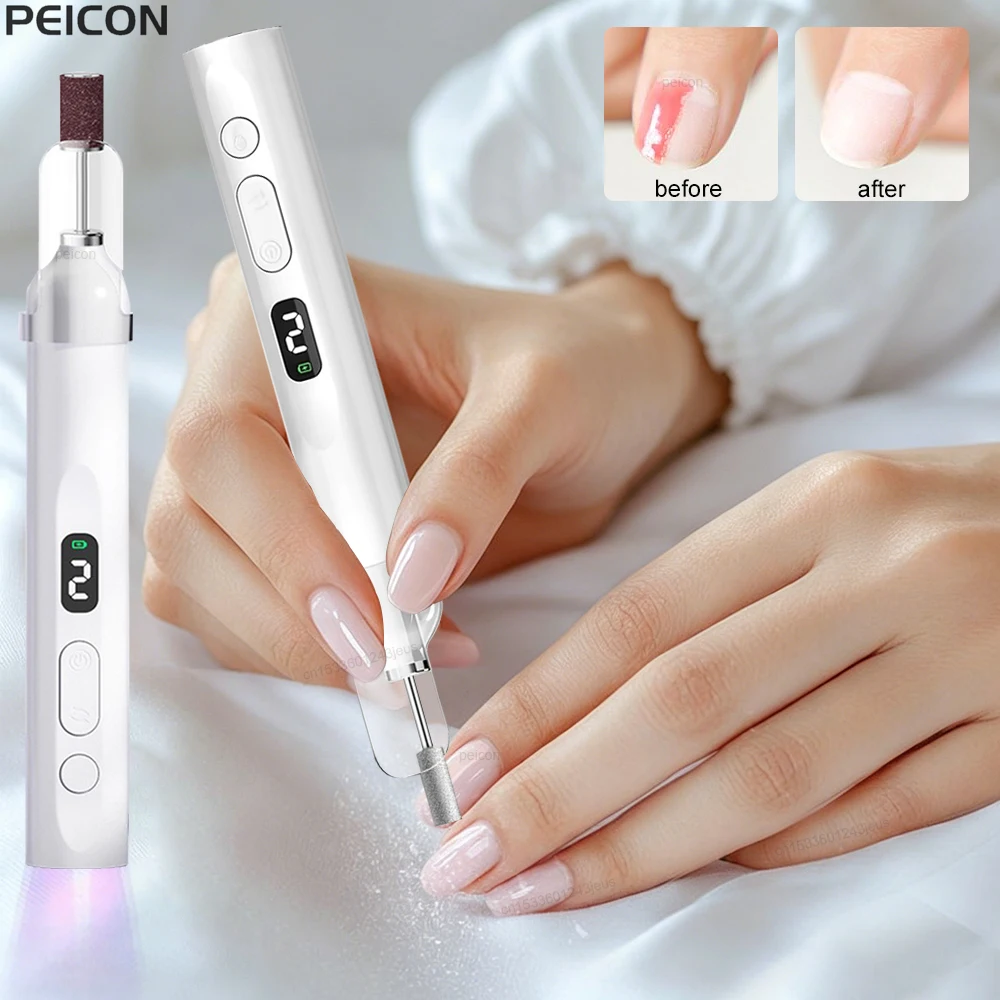 Máquina Eléctrica para Pulir Uñas, Lima de Uñas Eléctrica Recargable para Manicura, Lijadora de Uñas Portátil con Lámpara UV