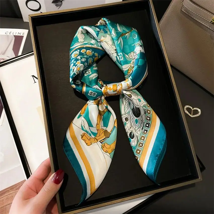 Luxury Design Women Silk Scarf Hair Scarves Square Print Headscarf 70cm Summer Shawl Designer Hijab Wrap Headband Bandana Lady