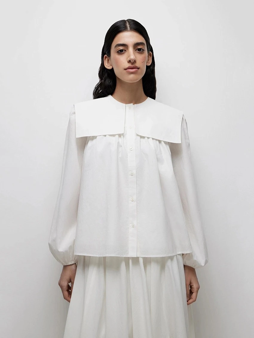 Marthaqiqi Casual Female Nightgowns Set Peter Pan Collar Pajamas Long Sleeve Nightwear Pants Loose Women Nightwear 2 Piece Suit