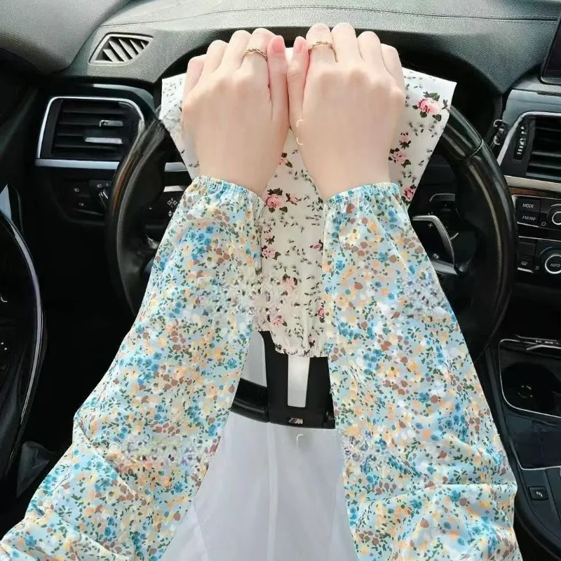 أطقم أكمام واقية من الشمس صيفية فضفاضة بأكمام ثلجية مستقيمة للنساء من الحرير الجليدي وواقي للذراع وأكمام للذراع أثناء القيادة وركوب الخيل