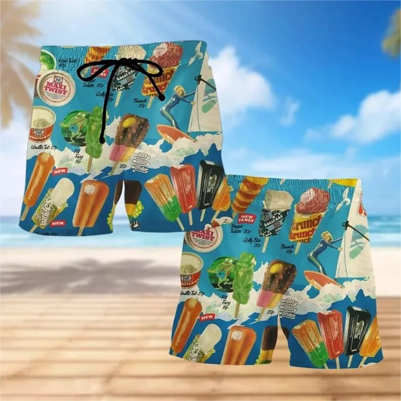 Summer Hawaiian 3D Printing Icecream Beach Shorts For Men Fashion Streewear Swim Trunks Harajuku Cool Board Shorts Short Pants