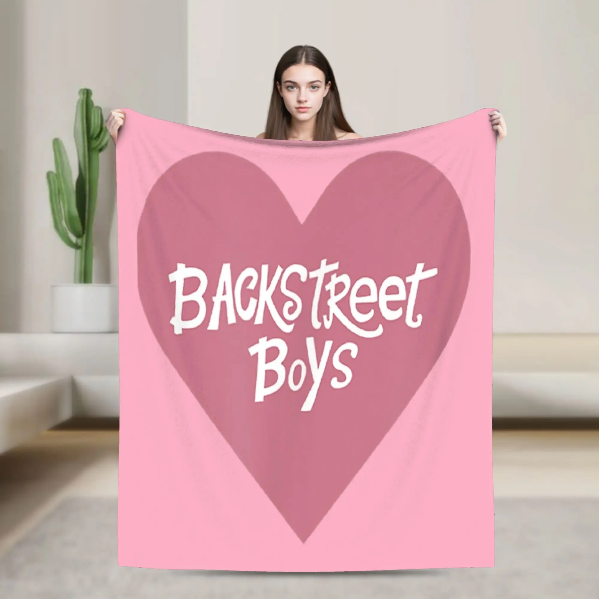 Backstreets Boys Pink Heart Fleece Blanket  Funny Throw Blankets for Home 125*100cm Plush Thin Quilt