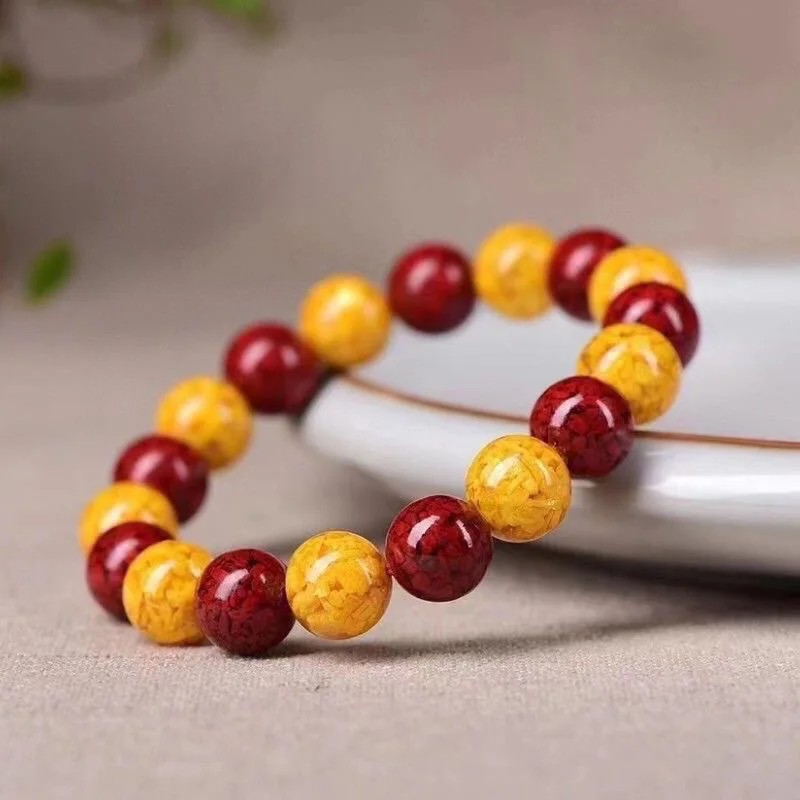 

20mm natural cinnabar aqamarine yin-yang bracelet protection from dirt repelling mosquitoes, for peace and safety