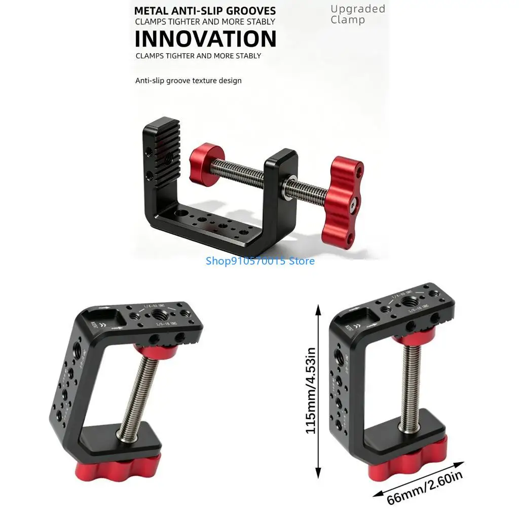 B95C Aluminum Cold Shoe Camera Super Clamp for Tripods Desk Edges and Railing Use