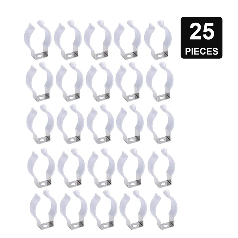 ABRE-25Pcs Stainless Steel Clip Holder Fluorescent Tube Lamp Mounting Bracket To Hang T8 LED Tube Light Tubes Lampholder