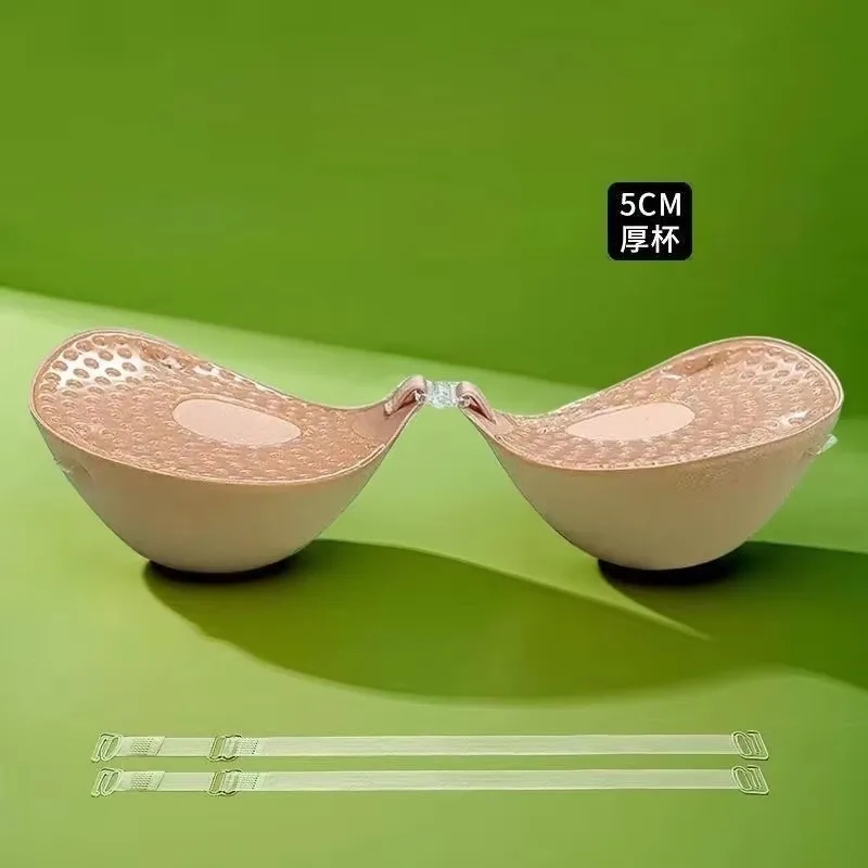 

5cm Thick Breathable Adhesive Bra Silicone Nipple Tape Front Push Up Bra Reusable Invisible Strapless Chest Sticker