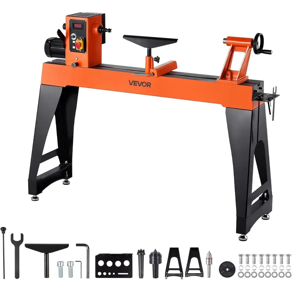 

1.5 HP Wood Lathe, 16 x 40 in Wood Lathe hine with 150 to 3200 RPM VariablBrushlDC Motor Cast Iron Body Tool Rest or Medium to L