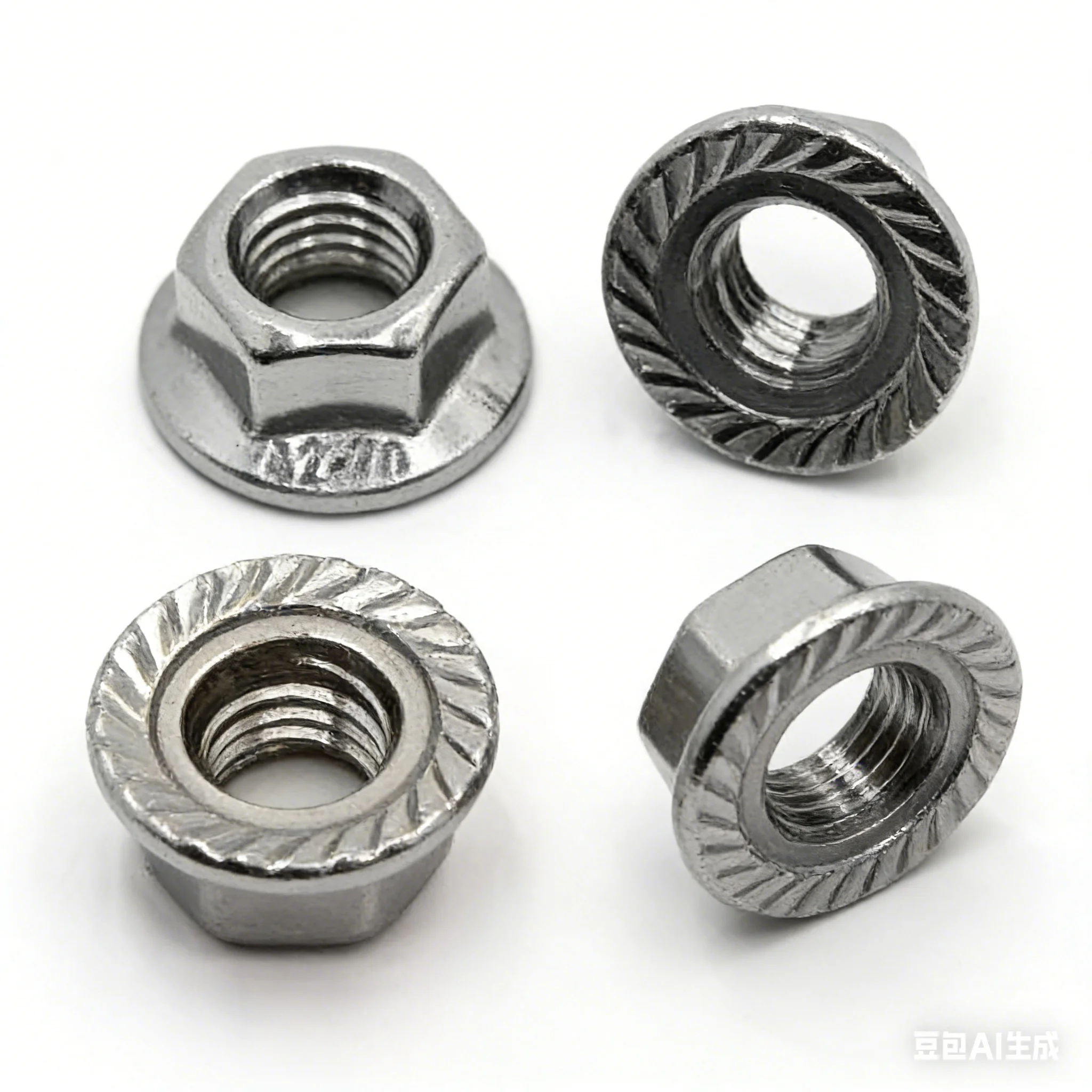 DIN6923 304/316 Stainless Steel Flange Nuts, M3-M16 Serrated/Non-Serrated Hex Flange Lock Nuts for Fastening