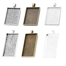 30PCS 25x35mm/25x50mm Rectangle Cabochon Pendant Base Trays Setting Vintage Bezels Charms For DIY Jewelry Making Accessories