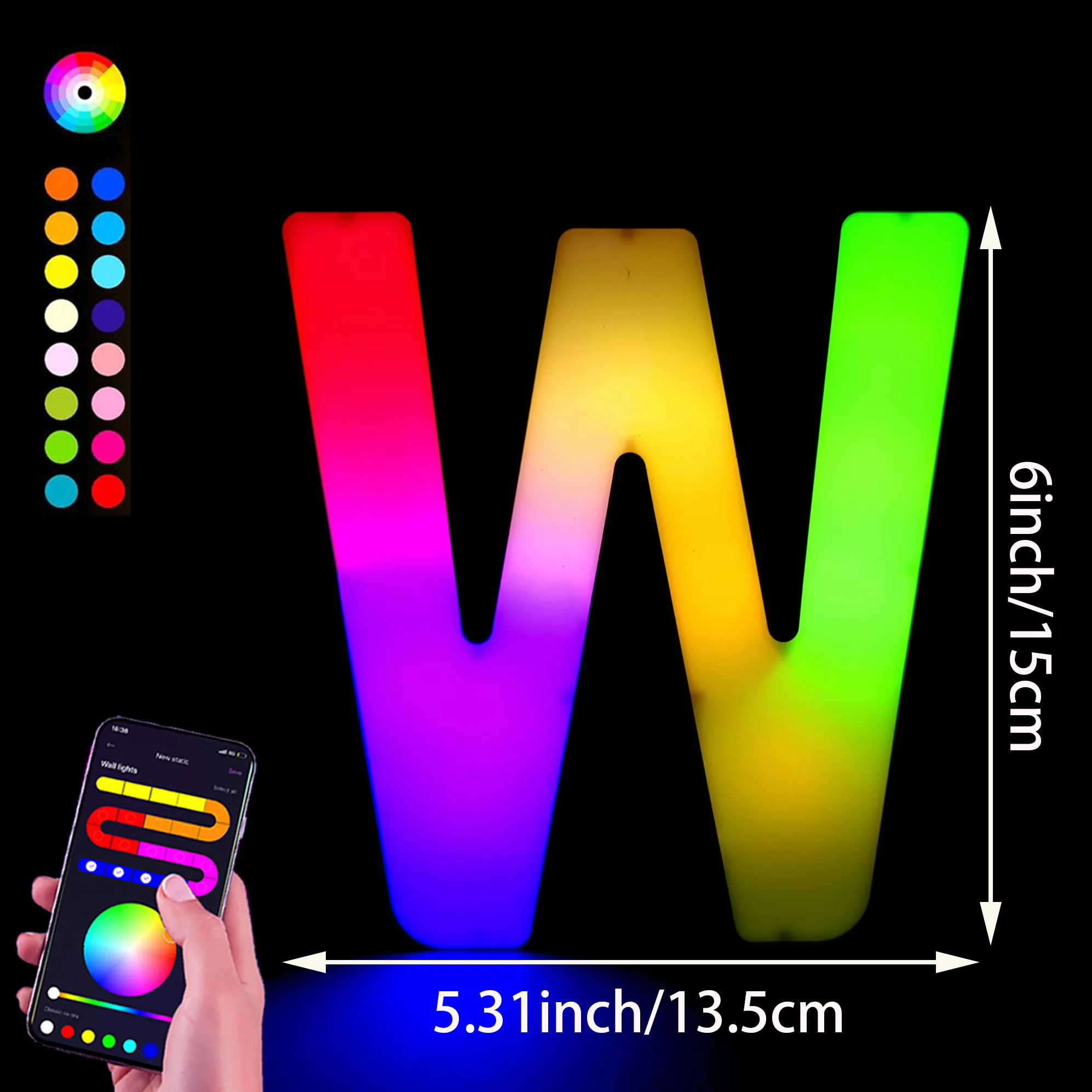1PC Smart LED Letter Light - DIY RGB Marquee App Controle Muziek Sync Indoor Sign Game Holiday Party Bruiloft Afstuderen Seizoen A-Z
