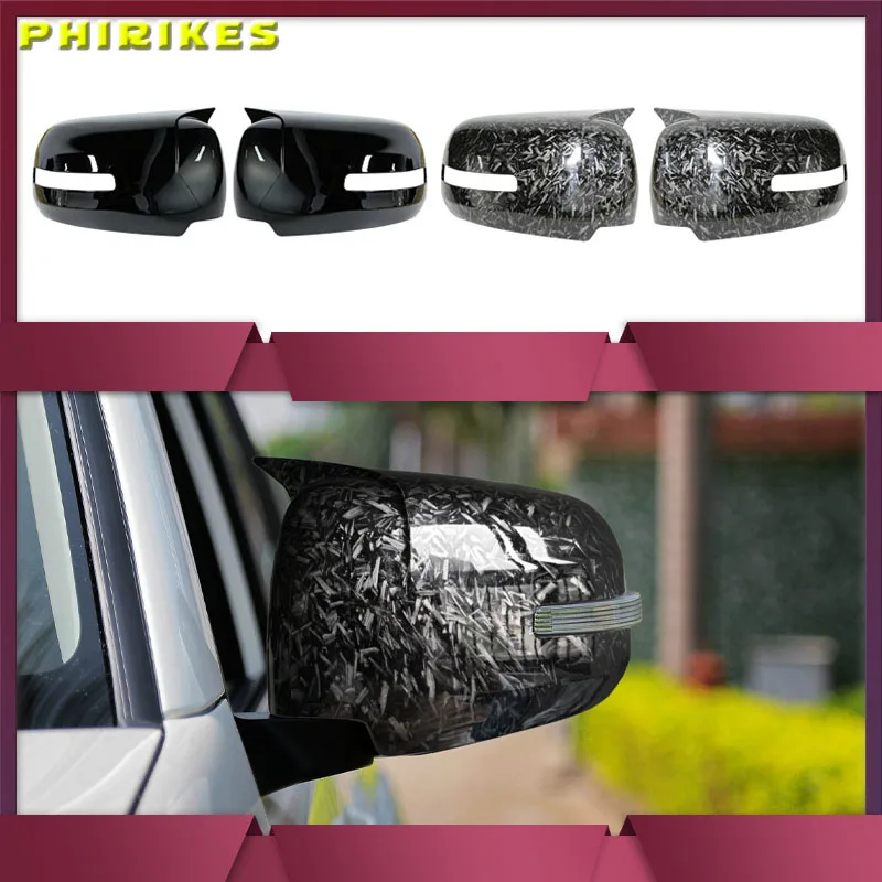 2PCS Glossy Black Carbon Fiber ABS Rearview Mirror Decorative Cover For Mitsu Pajero Sport 2009-2014 Car Accessories