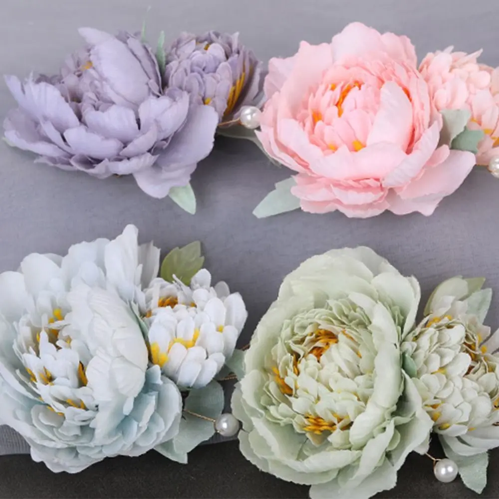 Flower Brooch Flower Hair Clip Hairpin Headwear Pearl Floral Hair Pins Cloth Hair Styling Barrettes Wedding Decorattion