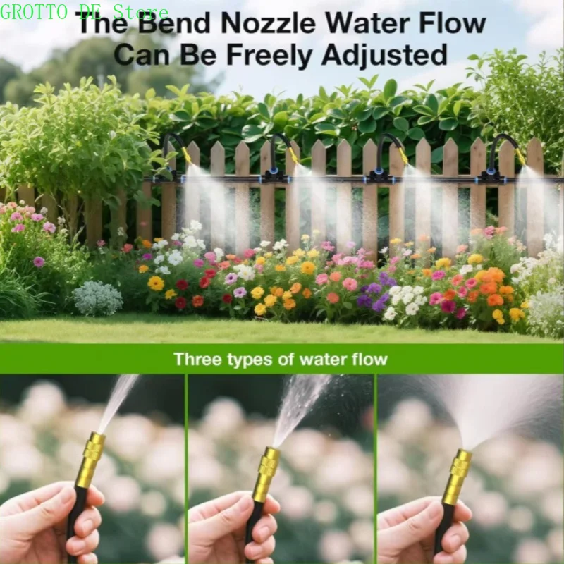 Kit de pulvérisation universel flexible DIY 30M-5M avec tuyau de 8 mm pour système de brumisation et refroidissement de patio, arrosage et irrigation des plantes de jardin