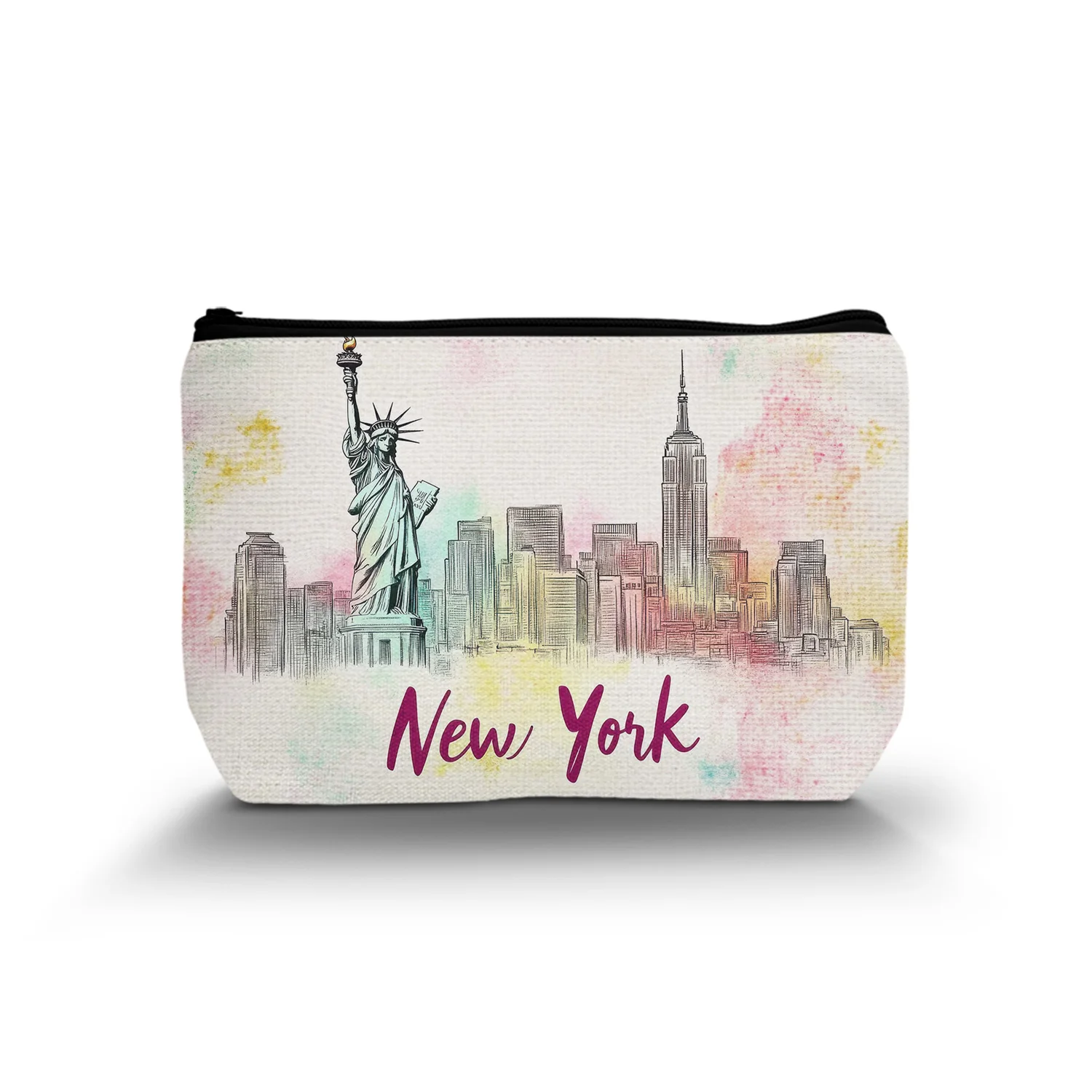 1Pc Statue Of Liberty Cosmetic Bag Durable And Stylish Zipper Portable Women'S Cosmetic Bag Suitable For Giving To Friends And