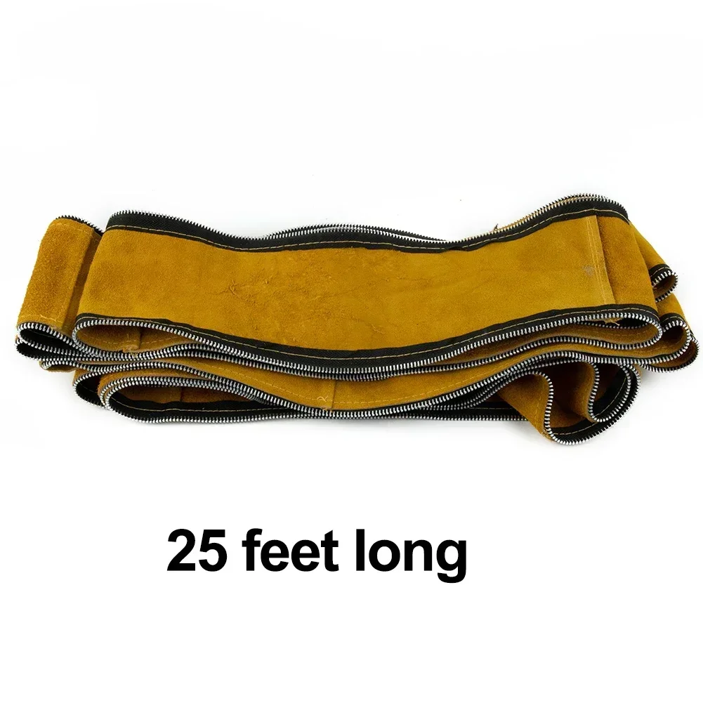 Heavy Duty Cowhide Leather Welding Torch Cable Hose Cover, 25ft Long, 4in Wide, Excellent Tool For Hose Protection