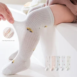 4Pairs Soft Kids Knee High Non-slip Socks Baby Boys Girls Cotton Mesh Breathable Socks Newborn Infant Long Socks Suit For 0-3Y