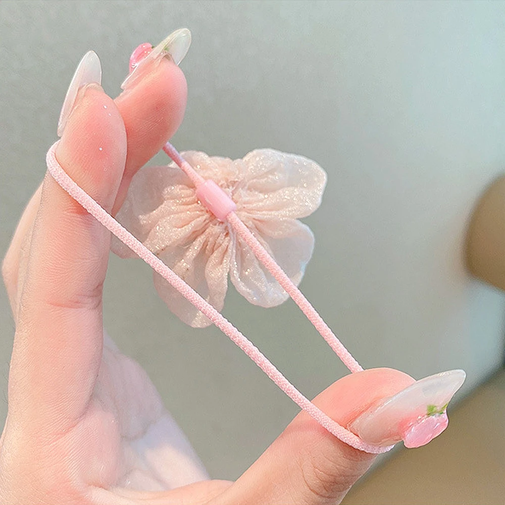 10pcs Children Bowknot Hair Clips Flower Hair Rope Set Elastic Ponytail Holder Rubber Band Toddle Girl Cute Side Bangs Barrettes