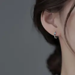 925 Sterling Silver square hoop Earrings Temperament Simple Inlaid for Women Wedding Jewelry Accessories