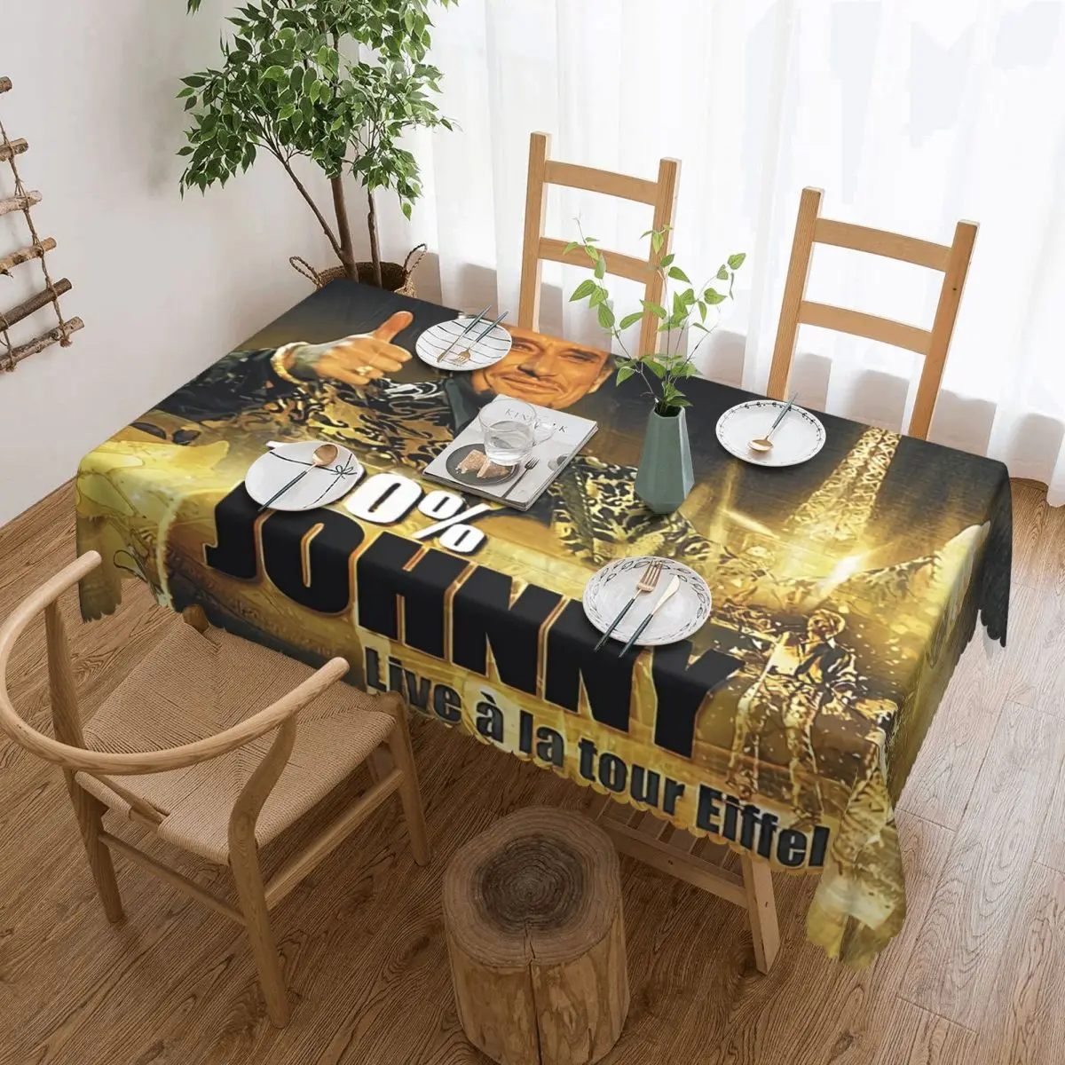 

Johnny Hallyday Rectangular Tablecloth Waterproof Table Cloth French Rock Singer Table Cover