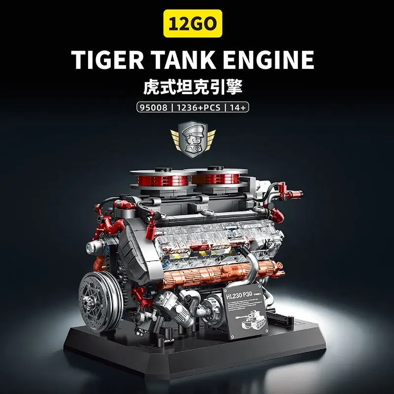 

12GO95008 Tiger Tank Engine Educational Assembly Toy Desktop Decoration Military Model