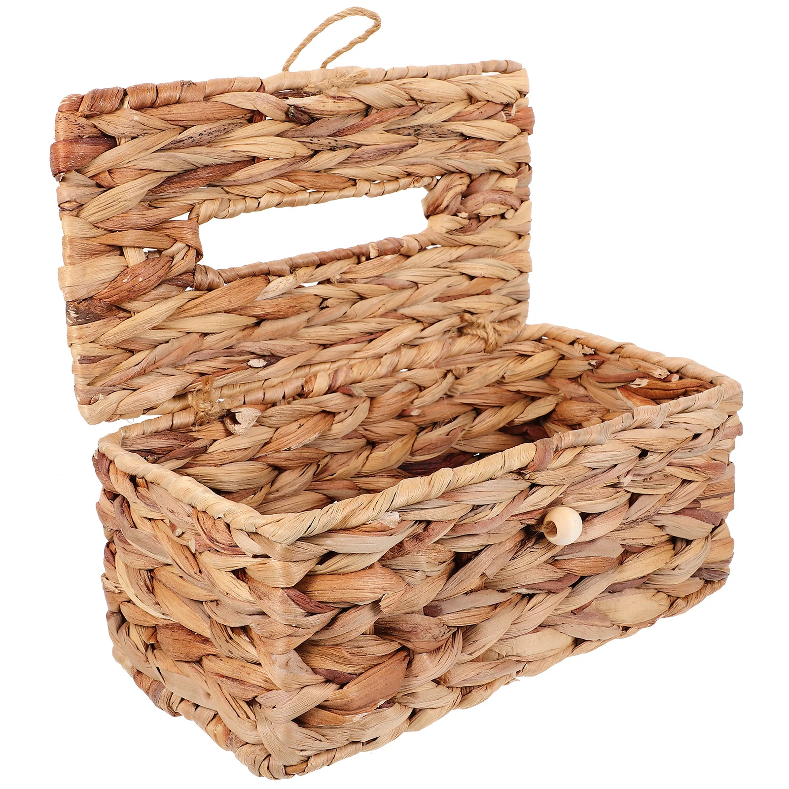 

1pc Woven Tissue Storage Box Light Yellow Bottom Pull-Out Opening For Home Hotel Living Room Bedroom Office Napkin Holder