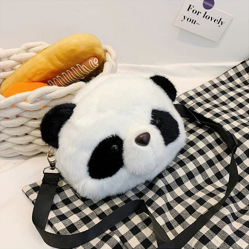 Cute Plush Crossbody Bag Panda Backpacks One Shoulder Diagonal Wallet Animals Toy Coin Purse Kids Birthday Gift