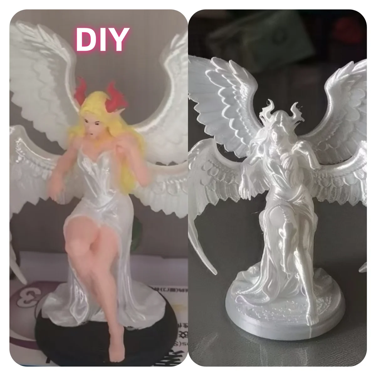 Gothic Demon Angel Statue 3D Printed Fantasy Figurine, White Sculpture Ornament for DIY Hand Coloring Home Decor&Collectors Gift view 6