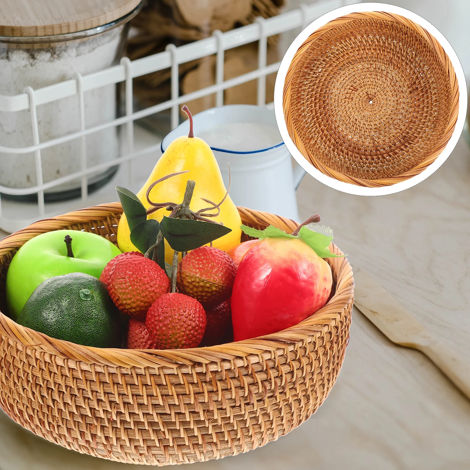 

Rattan Woven Baskets Natural Tabletop Bread Basket for Kitchen Living Room Decorative Home Baskets