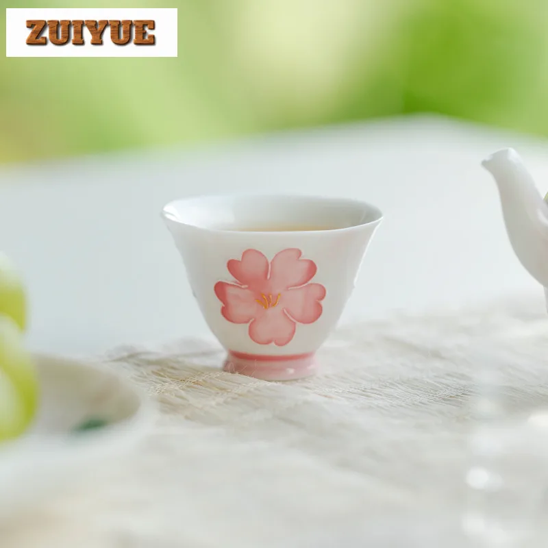 35ml Japanese Arita Porcelain Teacup Pure Hand-painted Flower Tea Cup Single Master Cup Meditation Cup Women Mug Kung Fu Tea Set