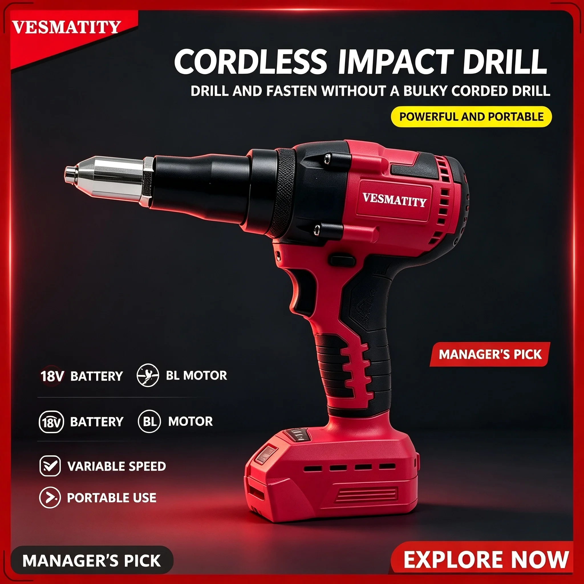 Handheld Cordless Rivet Nut Gun 24 48mm Brushless Riveter Woodworking Riveting Tool For Milwaukee 18V Battery