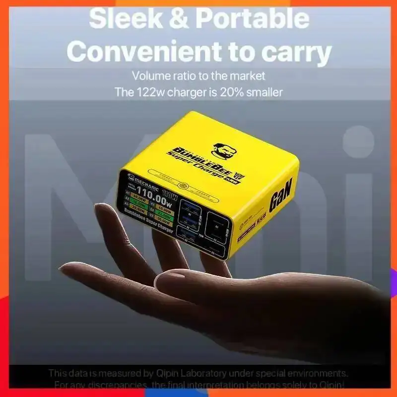

MECHANIC M-Power 110 Pro Travel GaN Charger 6 Port AC100V-240V Compatible PD QC FCP SCP for Airplane High Speed Rail Safe Travel