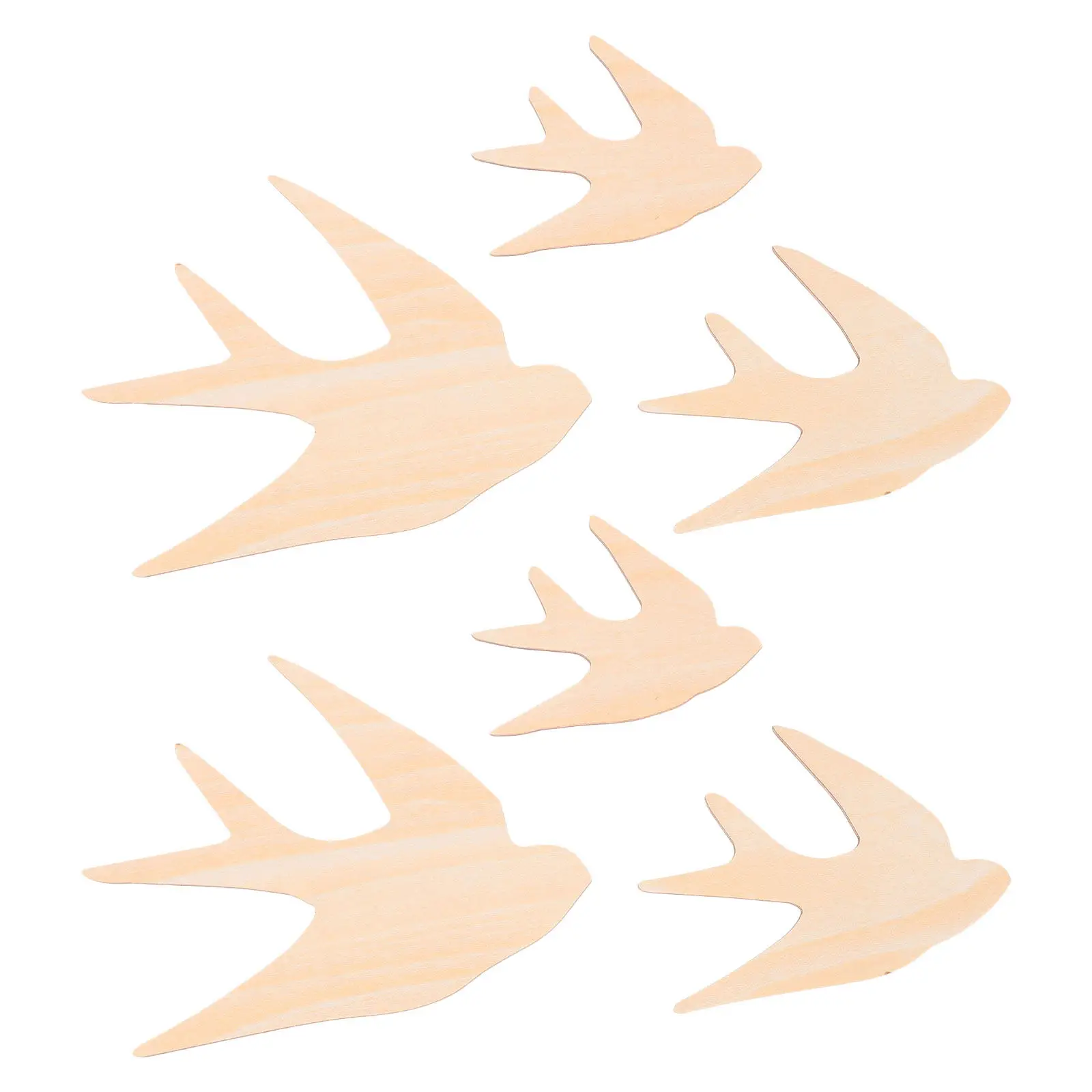6Pcs Nursery Wall Stickers Wooden Swallow Bird Hangings Flying Birds Decor Bedroom Natural Atmosphere Removable