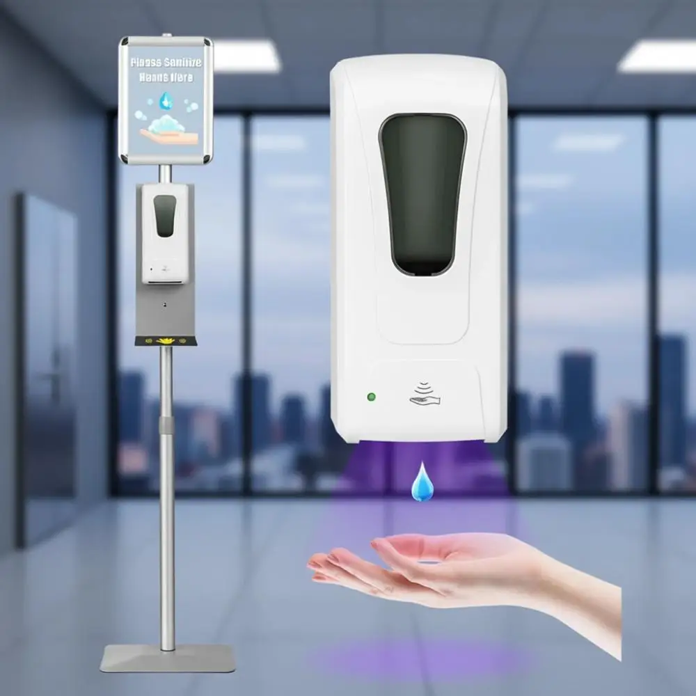 

Touchless Hand Sanitizer Stand with Adjustable Dispenser for Portable Use in Schools, Homes, and Offices