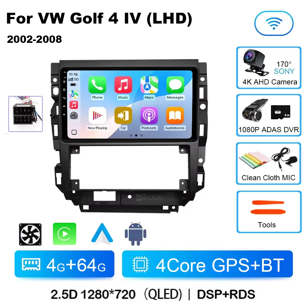 Android 15 Autoradio Voor Volkswagen VW Golf 4 Jetta MK4 Klassiekers Auto Multimedia Speler Stereo Carplay Auto Audio GPS Geen 2 DIN
