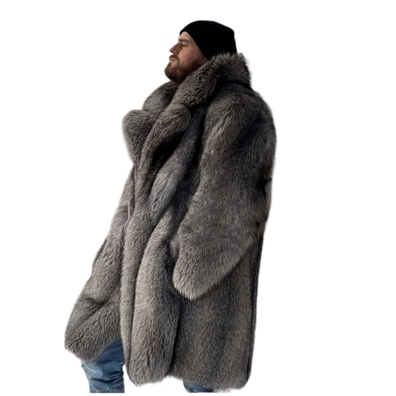 

Luxury Men's Clothing Fur Coats Faux Fox Fur Long Coats Overcoats Plus Sizes Winter Thicken Warm Mink Fur Windbreakers Jacket