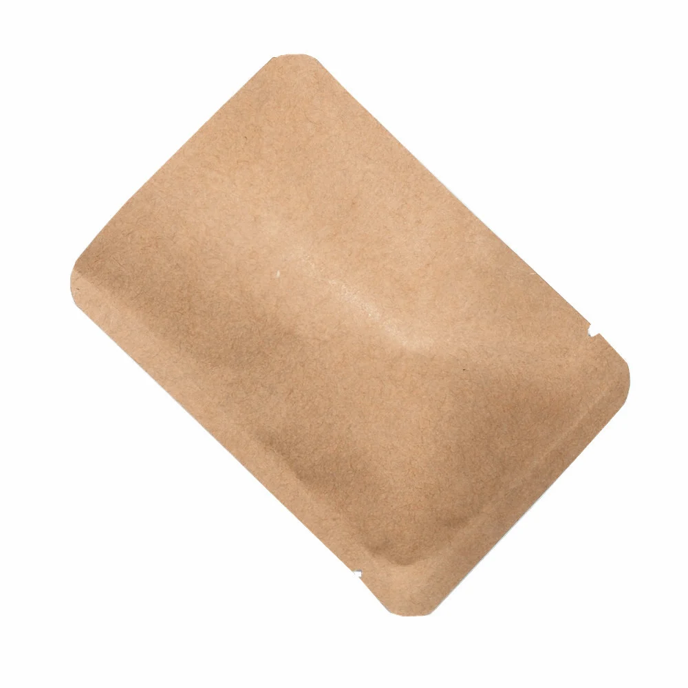 100Pcs/lot Kraft Paper Round Angle Open Top Aluminum Foil Heat Seal Package Bags Dried Fruit Nuts Retail Food Storage Bags