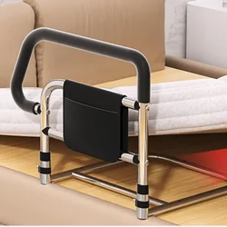 Elderly Bedside Guardrail No-Drill Assist Device Wide Padded Handle Enlarged Safety Rail Secure Bedside Support Handrail