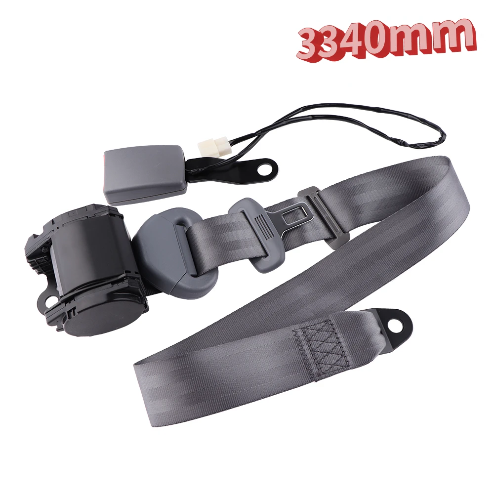 

3 Points Adjustable Car Seat Belt Lap Belt Retractable Safety Strap Set Auto Safety Belts Emergency Lock with Alarm Sensor Grey