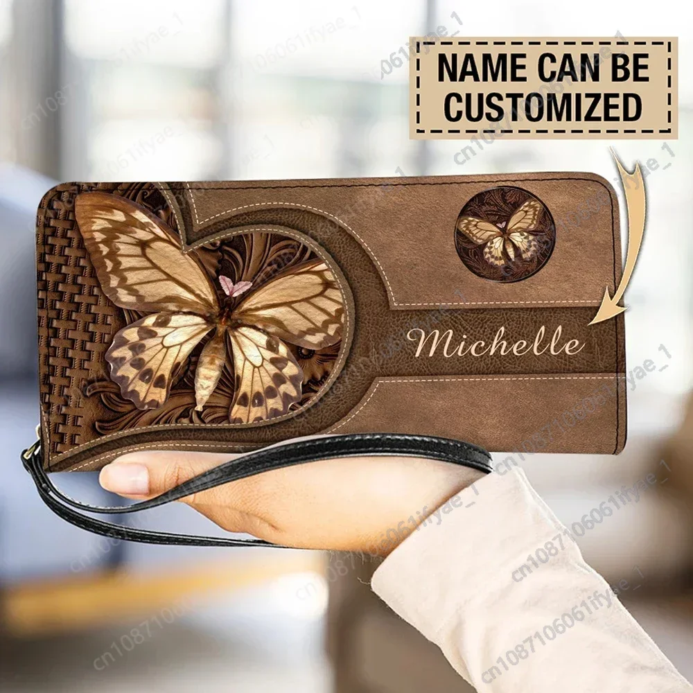 

Vintage Butterfly Printed Clutch Money Wallets Long Slim Card Holders for Women Pu Leather Passport Cover Coin Purse Porte Carte