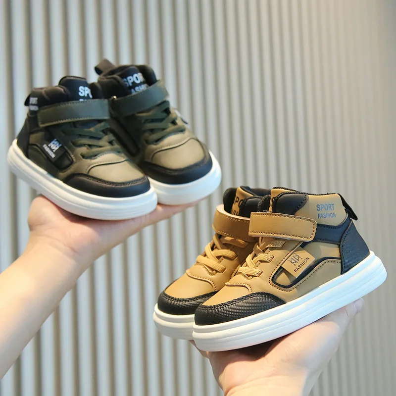 New Children Spring Autumn Soft-Soled Sneakers High-Top Shoes Boy Breathable Casual Shoes Girl Comfortable Baby Breathable Kids