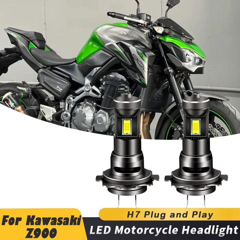 1/2pcs 35W H7 6500K Bright White Motorcycle A5 LED Bulbs Headlight For Kawasaki Z900 2017 2018 2019 motorcycle