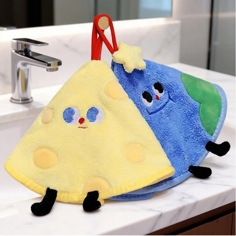 Cartoon Cute Towel Round Earth Cheese Quqi Wipes Kitchen Bathroom Can Hang Absorbent Handkerchiefs Dress Accessories