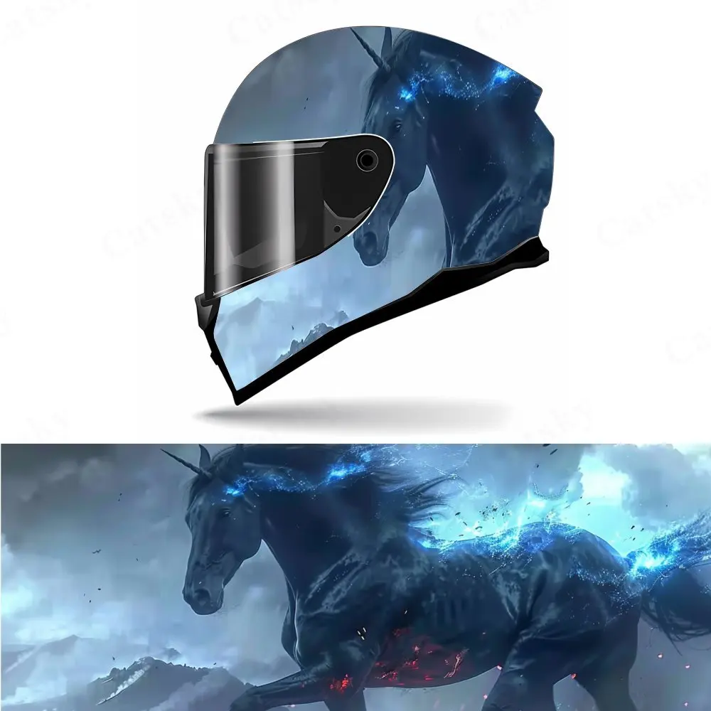 

Electric Light Horse Helmet Sticker - Waterproof and Scratch Resistant PVC, Burst Electric Light Horse Special Effect, Motorcycl