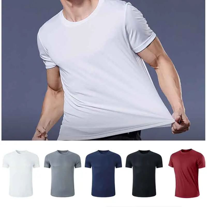 Sommer Herren T-Shirts Rundhals Casual Tops Atmungsaktives Kurzarm-T-Shirt Schnelltrocknend Fitness Lauf-T-Shirt Männerkleidung