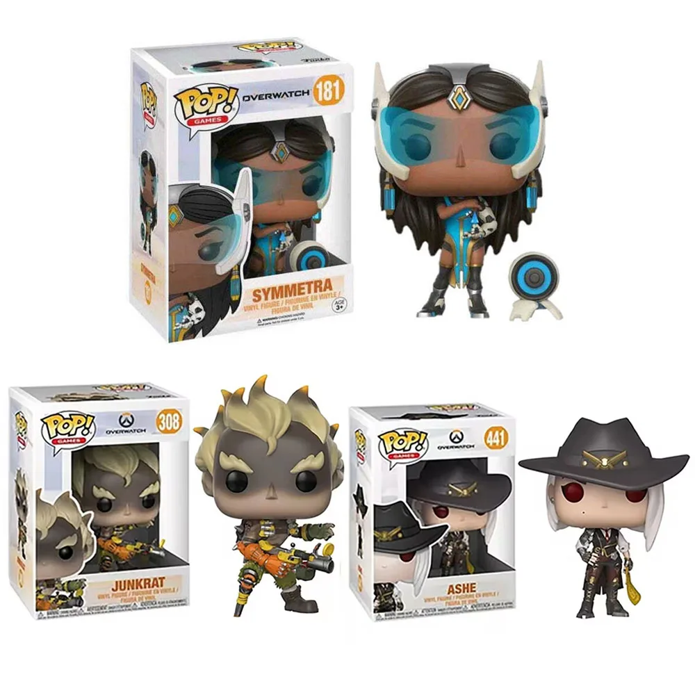 Funko Pop Games Overwatch Symmetra # Junkrat 181 # 308 Асхе # 441 Виниловые фигурки игрушки подарки для детей