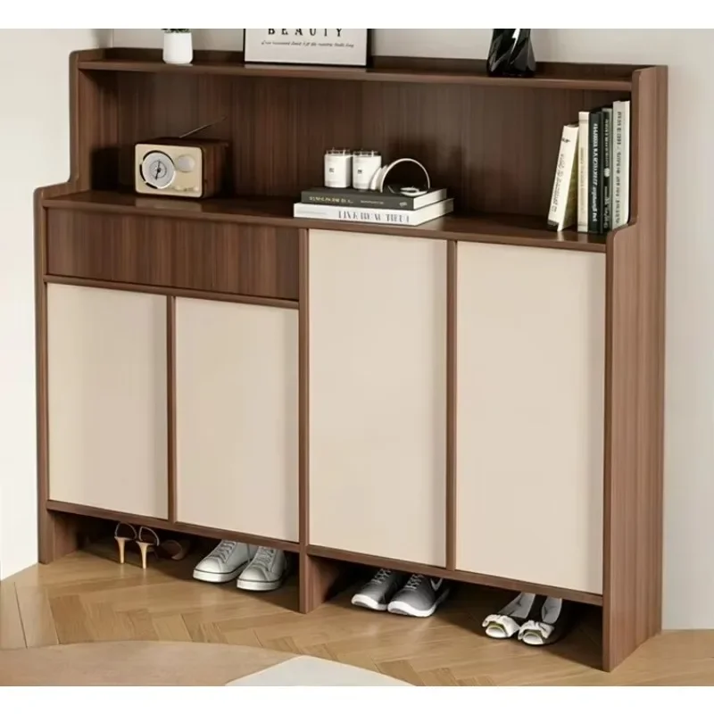 Household Medieval Style Home Storage Against The Wall Skeleton Line Solid Wood Shoe CabinetX14