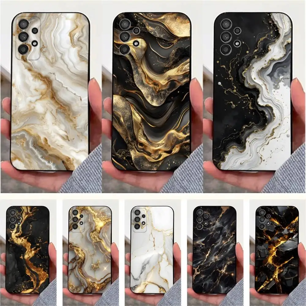 

Black Gold Art Marble Phone Case For Samsung S25,S24,S23,S22,S20,S21,S10,Ultra,Plus,Lite,FE,Soft Silicone Black Cover