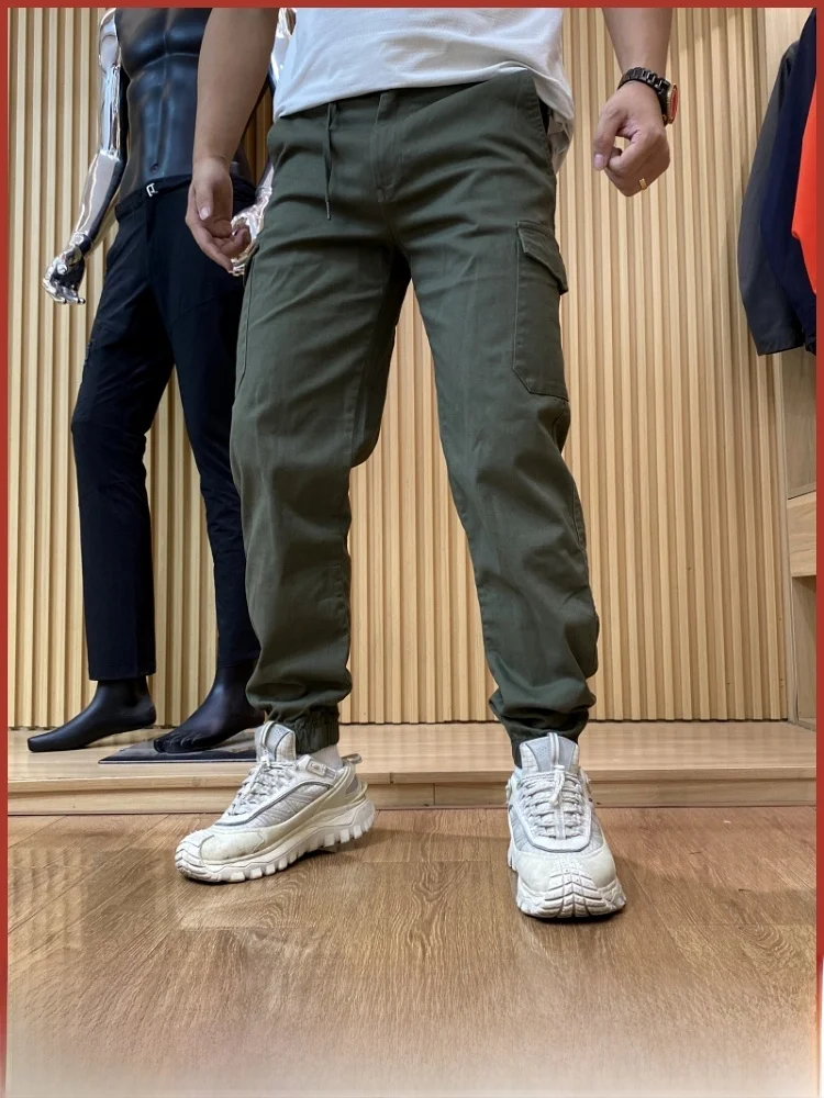 

Удобные винтажные мужские повседневные брюки, осеннее новое поступление, спортивные брюки с манжетами для отдыха, многоэтажные 3D-линии