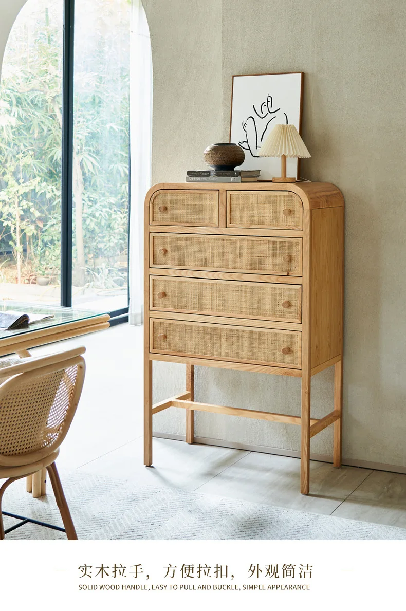 LH New Chinese Solid Wood Side Cabinet Household Multifunctional Drawer Storage Cabinet Modern Simplicity